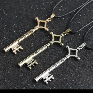 Skeleton Key Anime Silver Pendant Necklace 20"